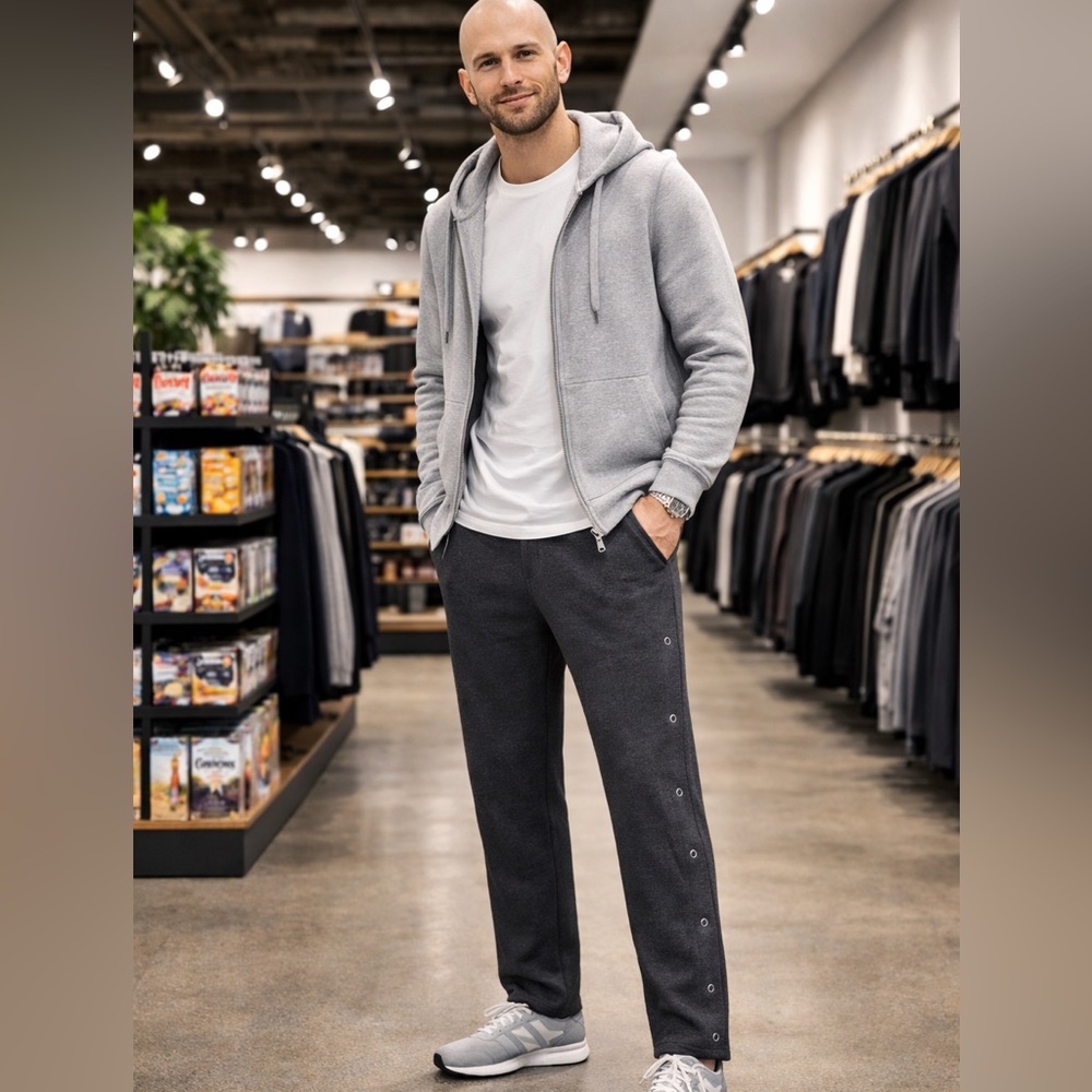 AND1 Fleece-Lined Snap Side Sweatpants – Size XL